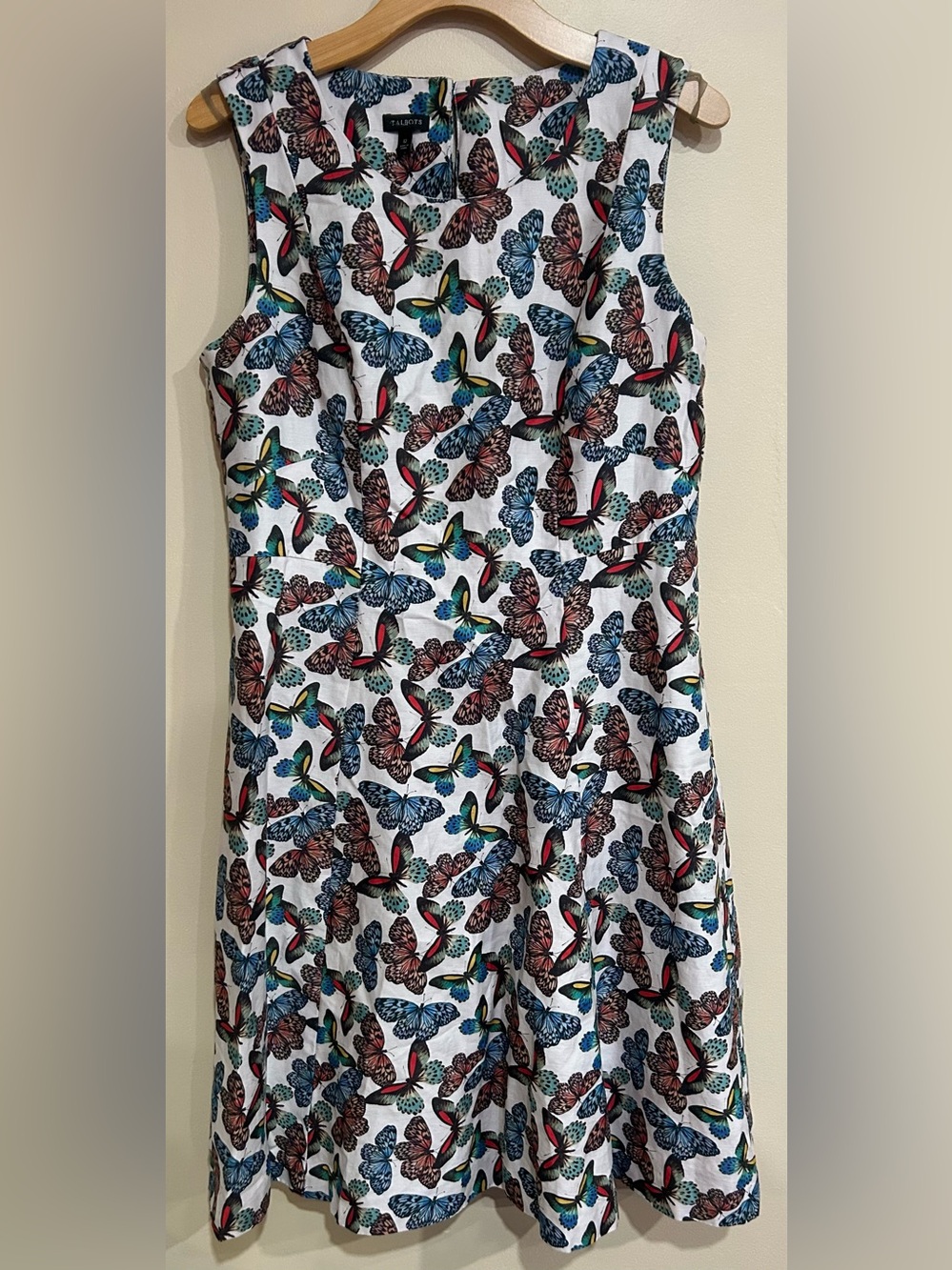 VTG Talbots Butterfly Midi Dress Size 12 Boho Whimsy Flaw SEE PICS